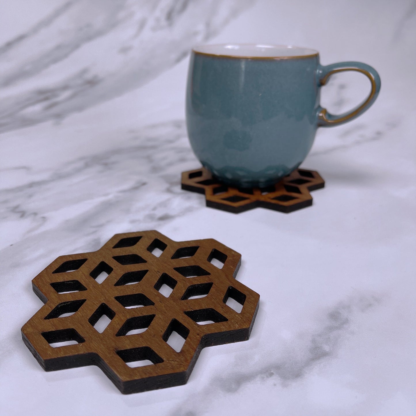 Teak Wood Designer Coasters