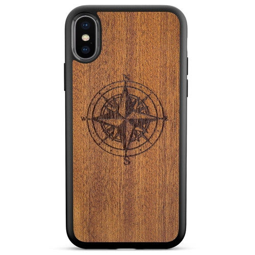 Mahogany Wood Compass Phone Case
