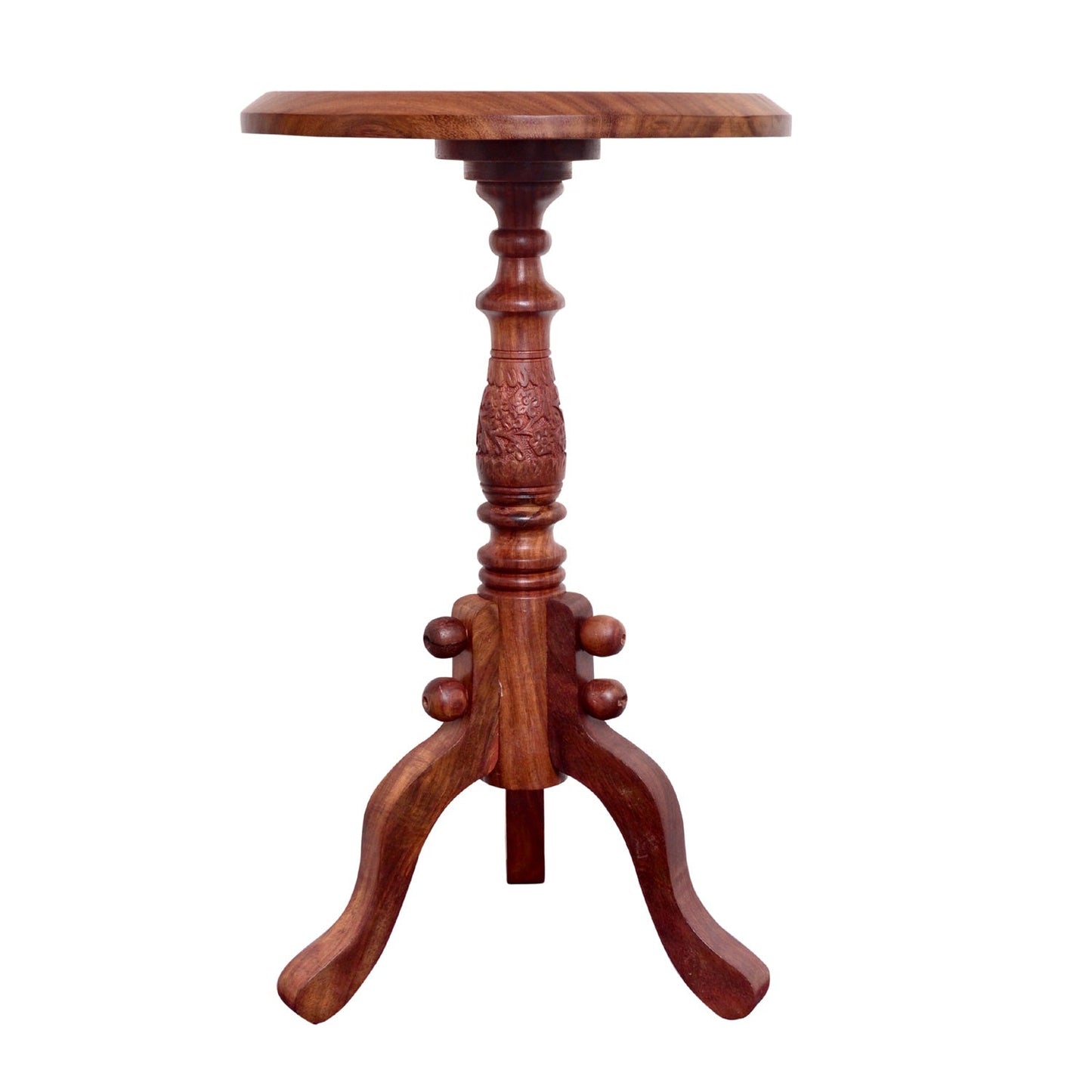 Sheesham Wood Table with Handcrafted Leaf Design