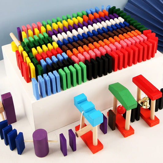 Wooden Domino Blocks Building Toy Kit