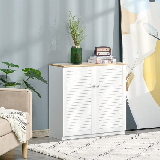 White Wooden Kitchen Sideboard with Louvred Doors