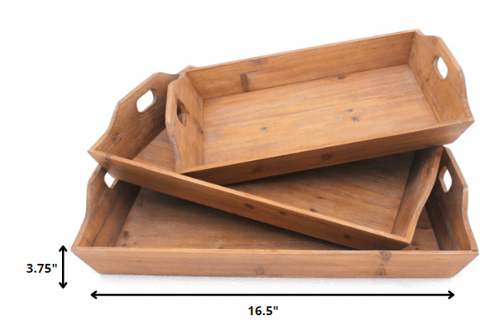 Brown Country Cottage Wooden Serving Tray's