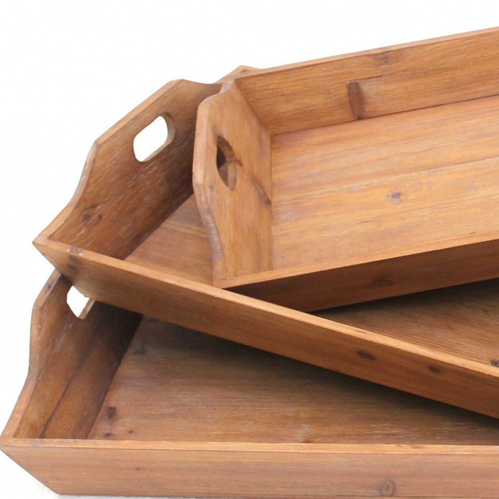 Brown Country Cottage Wooden Serving Tray's