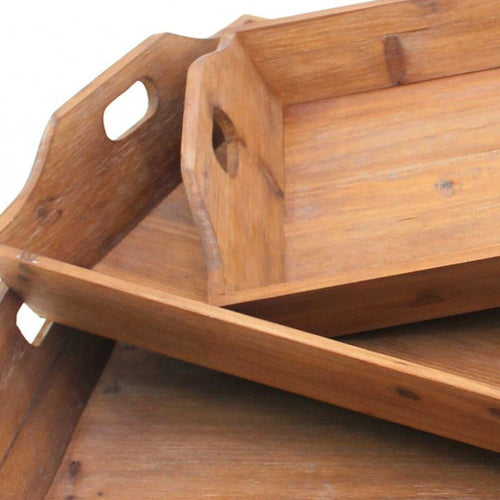 Brown Country Cottage Wooden Serving Tray's