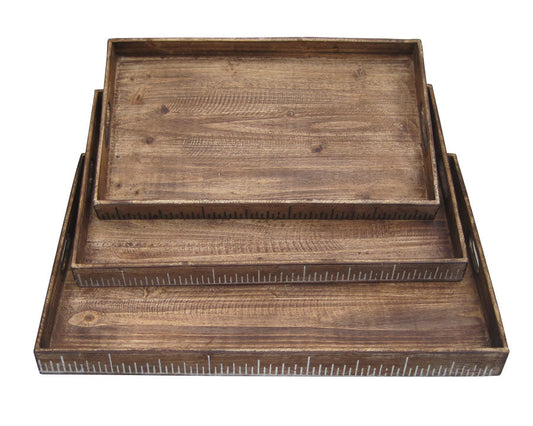 Brown Wood Tray Set