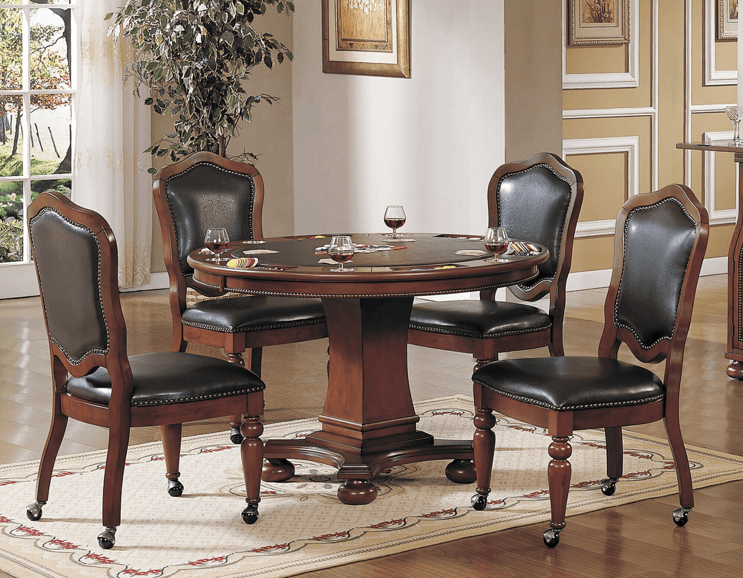 Cherry Wood Bellagio Distressed Game Room And Dining Chairs