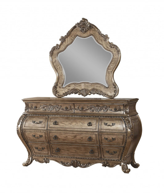 Vintage Oak Wood Mirror