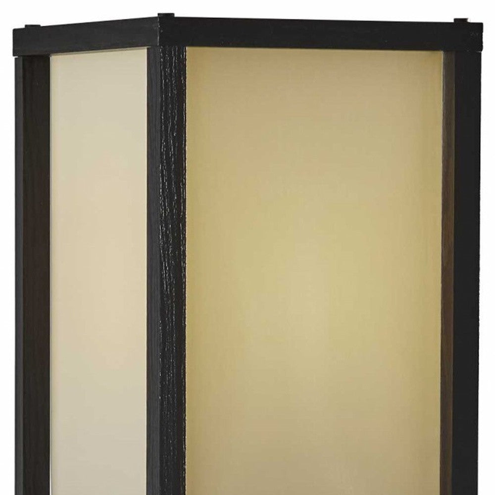 63" Black And White Solid Wood Column Floor Lamp With White Fabric