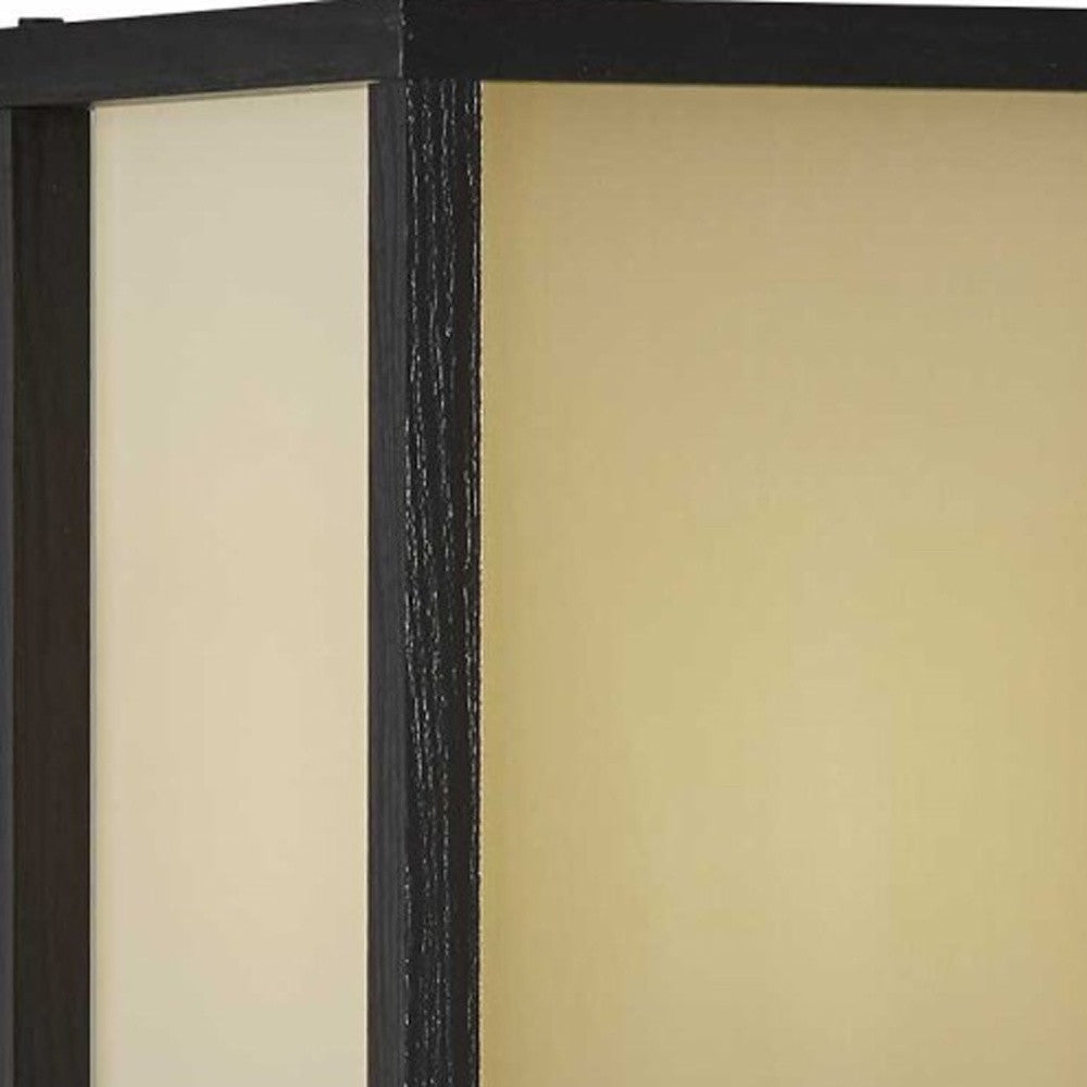 63" Black And White Solid Wood Column Floor Lamp With White Fabric