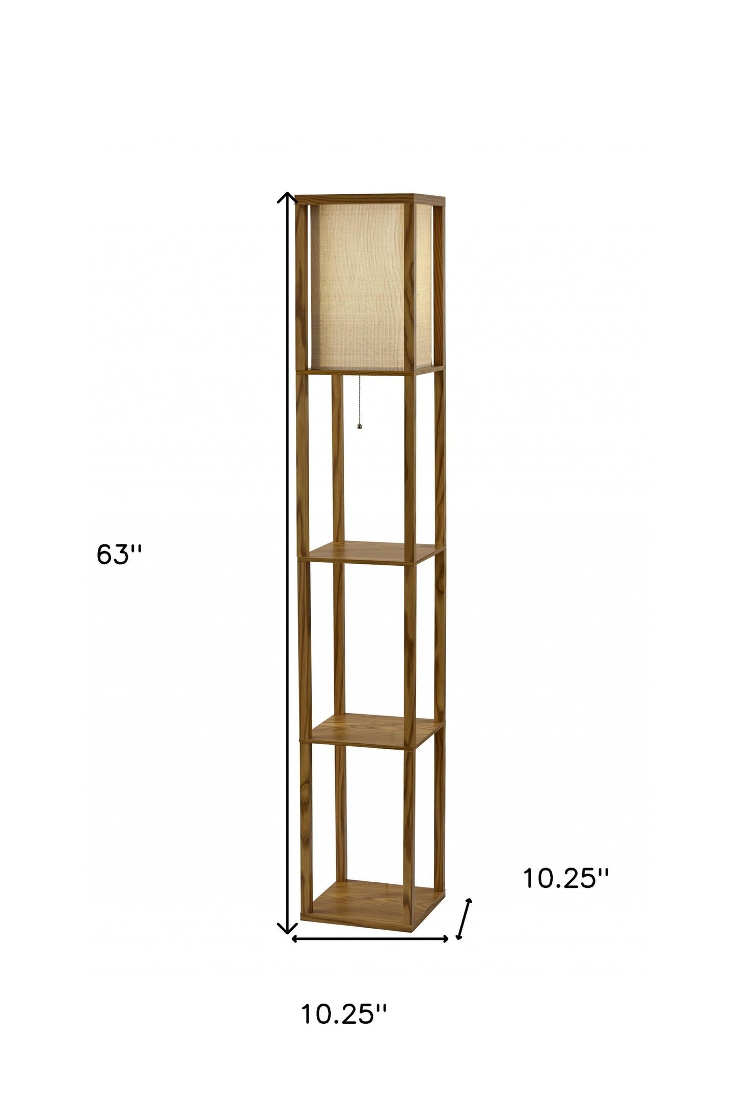 63" Black And White Solid Wood Column Floor Lamp With White Fabric