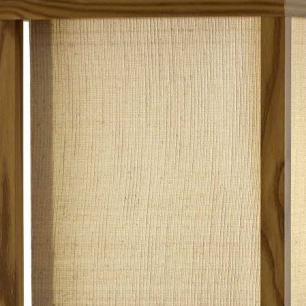 63" Black And White Solid Wood Column Floor Lamp With White Fabric