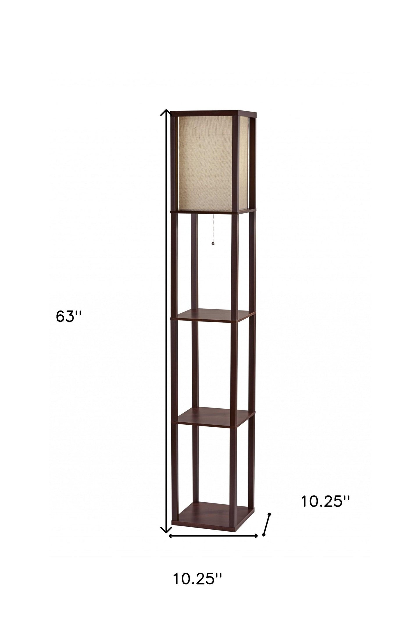 63" Black And White Solid Wood Column Floor Lamp With White Fabric