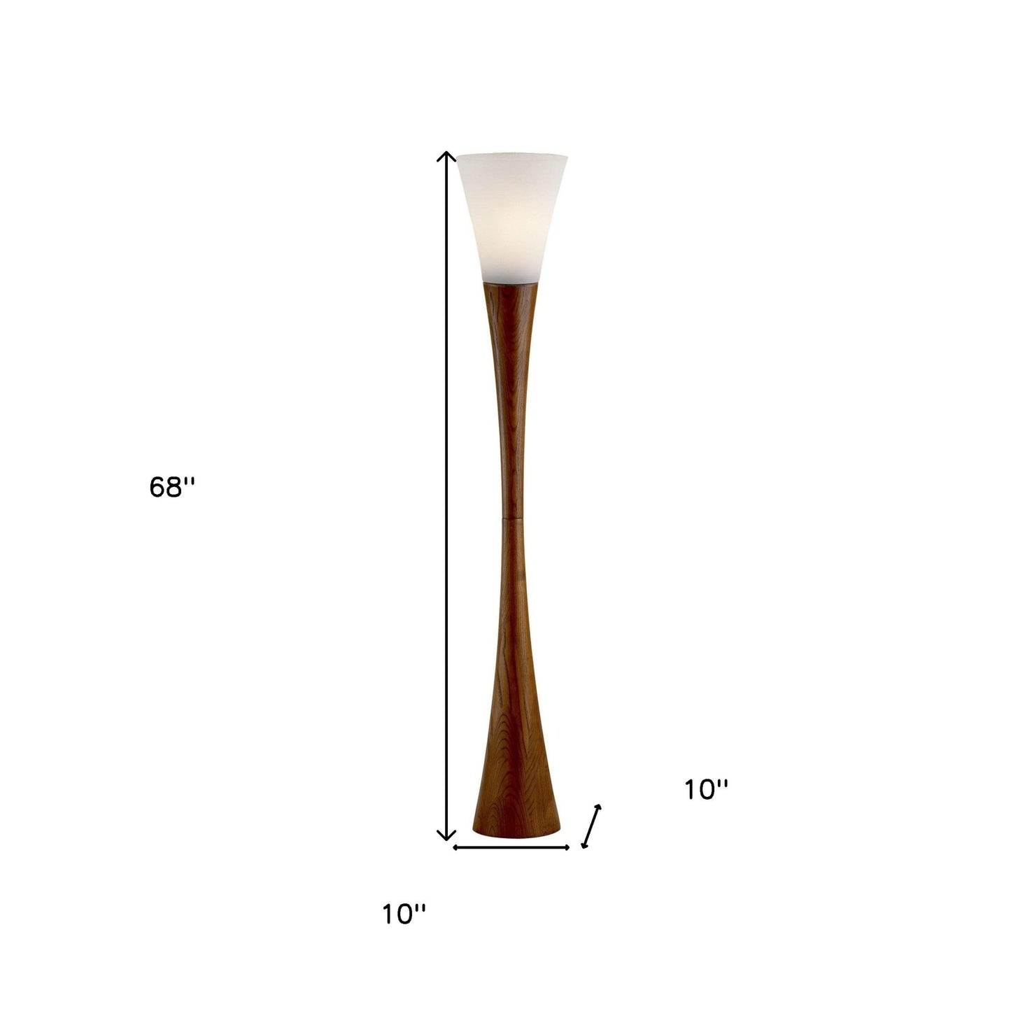 68" Brown And White Solid Wood Novelty Floor Lamp