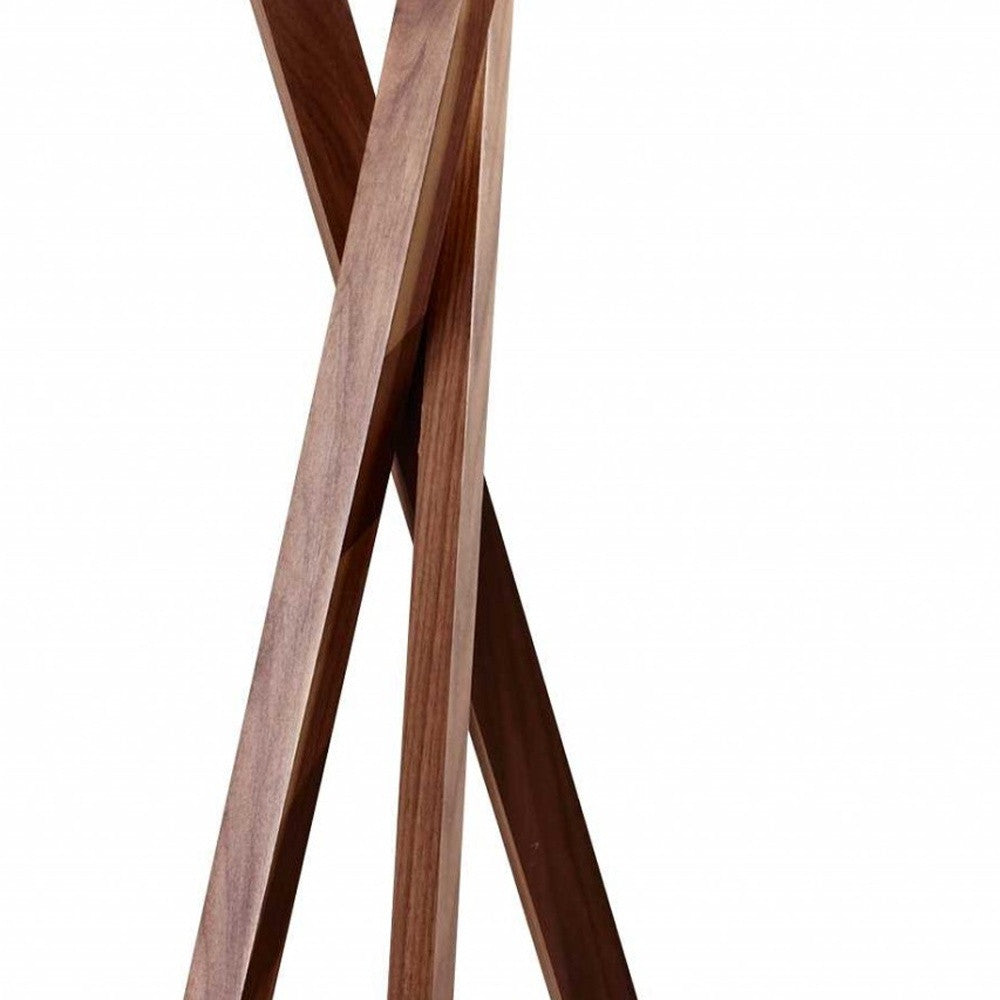 Solid Wood 63" Tripod Floor Lamp with White Linen Drum