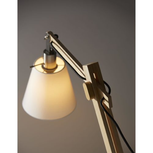 61" Natural Solid Wood Task Lamp with White Cotton Shade