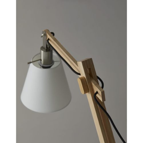 61" Natural Solid Wood Task Lamp with White Cotton Shade