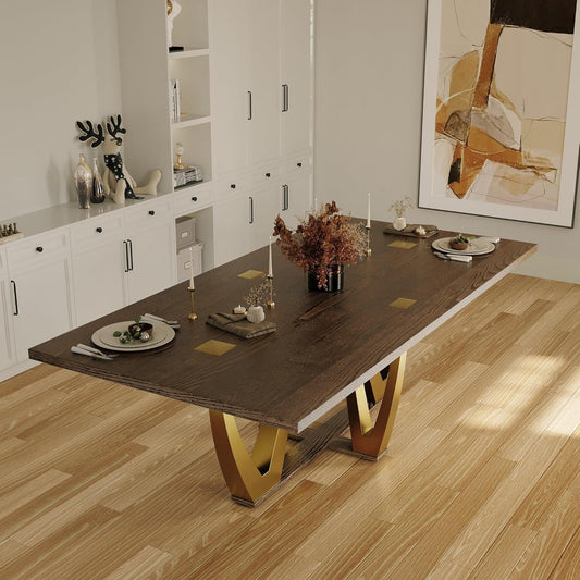 Ash Wood Modern Farmhouse Rectangular 94 Inch Dining Table