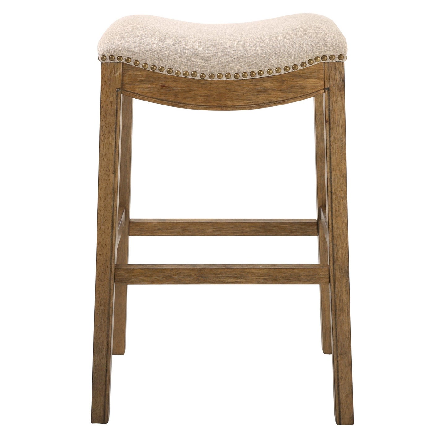 Wooden Saddle Style Counter Stool with Cream Fabric