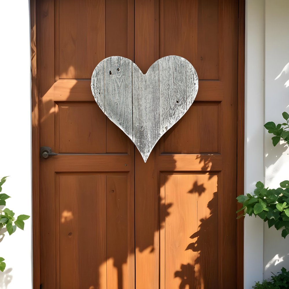 Whitewash Reclaimed Wood Heart Wall Decor