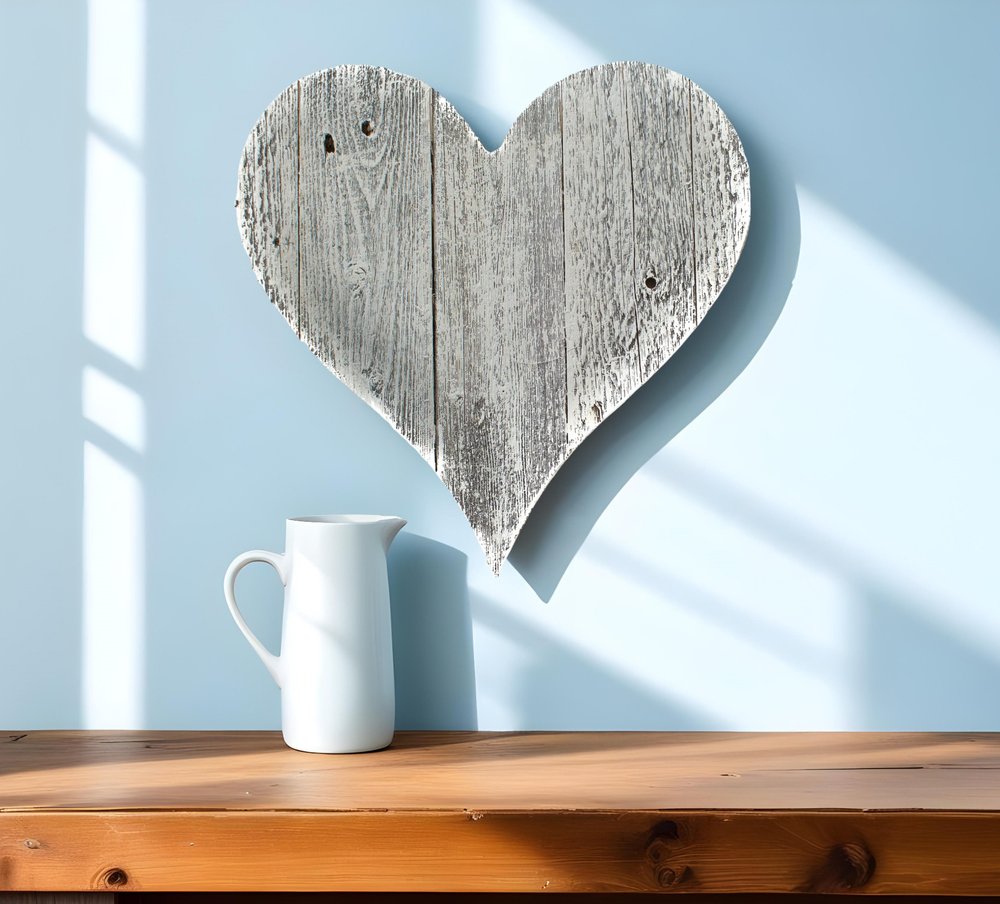 Whitewash Reclaimed Wood Heart Wall Decor