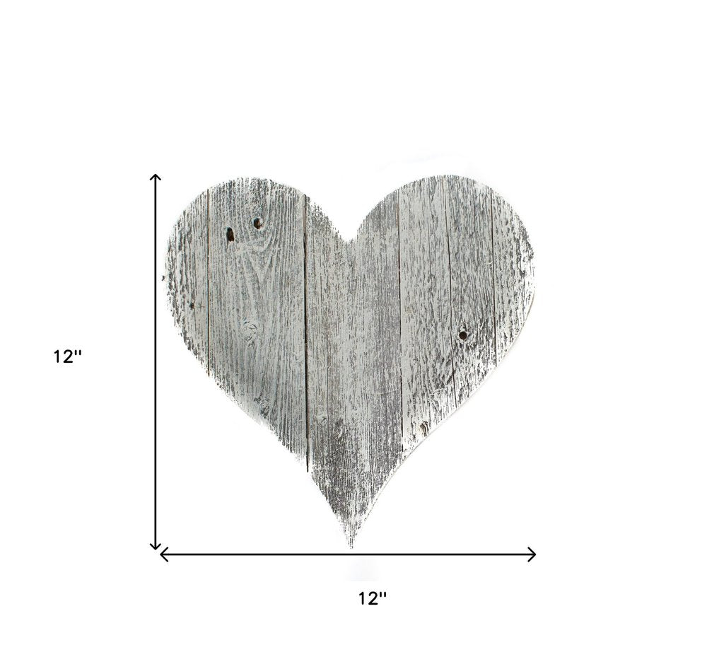 Whitewash Reclaimed Wood Heart Wall Decor