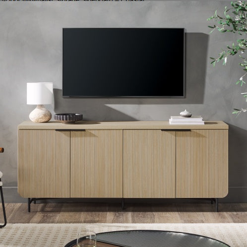 Modern Fluted-Door Minimalist Wooden Storage Sideboard