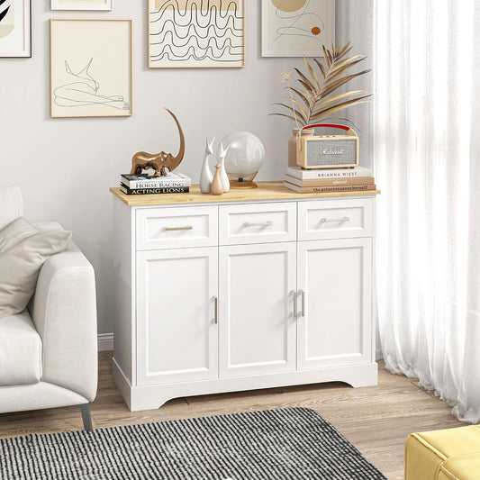 Wooden Kitchen Cabinet Sideboard with 3 Storage Drawers