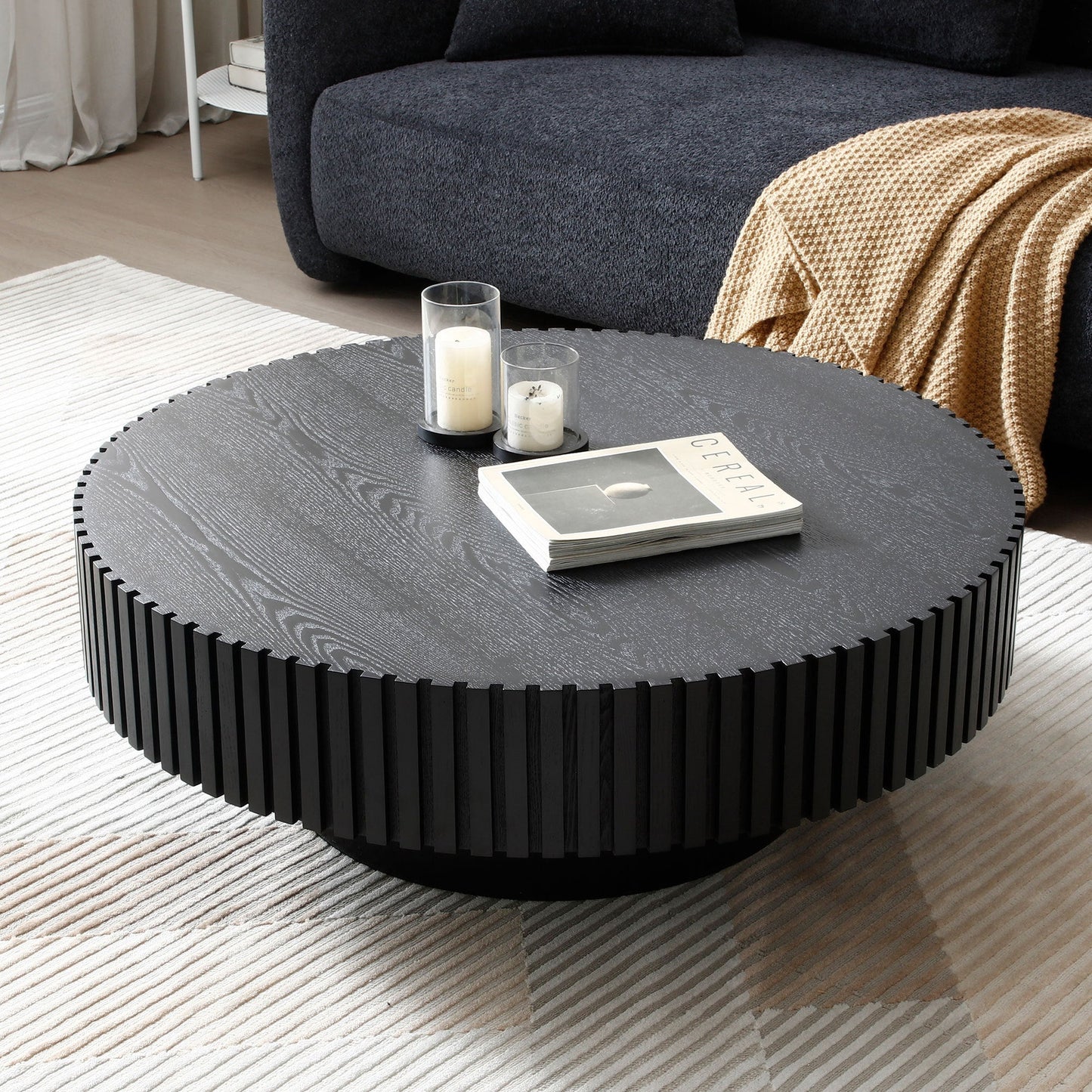 Black Nesting Round Wood Coffee Table