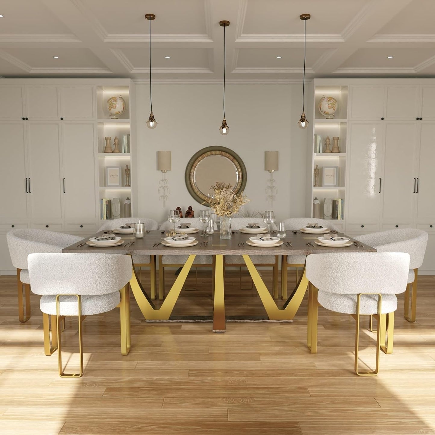 Ash Wood Modern Farmhouse Rectangular 94 Inch Dining Table
