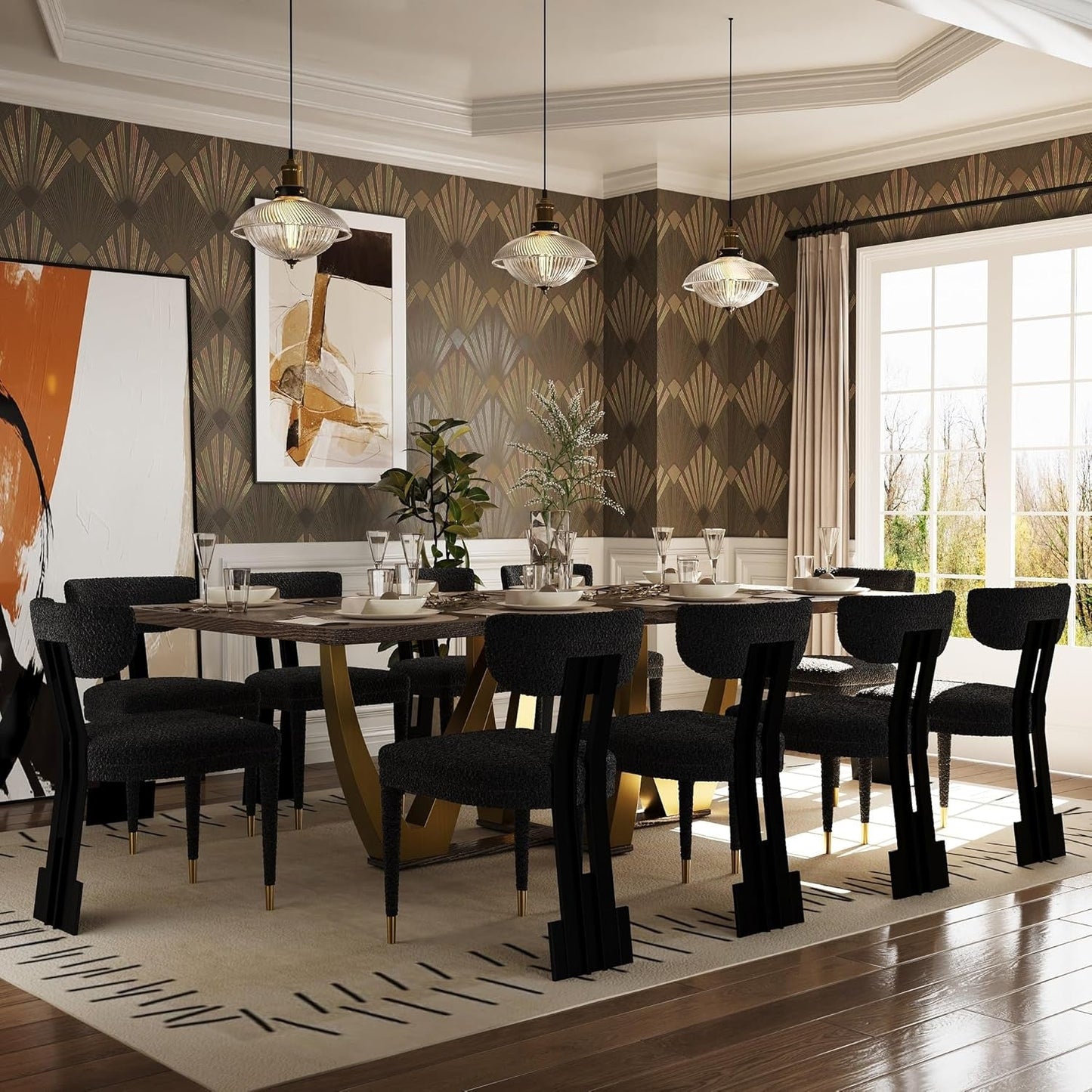 Ash Wood Modern Farmhouse Rectangular 94 Inch Dining Table