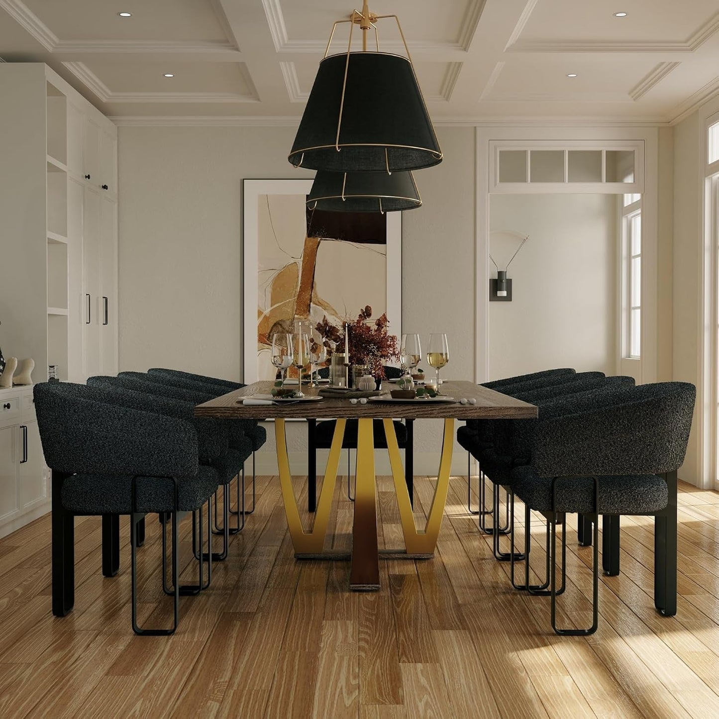 Ash Wood Modern Farmhouse Rectangular 94 Inch Dining Table
