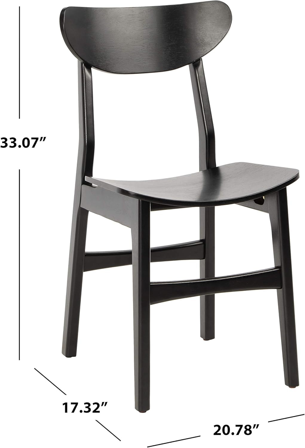 Retro Wooden Black Dining Chair - Set of 2