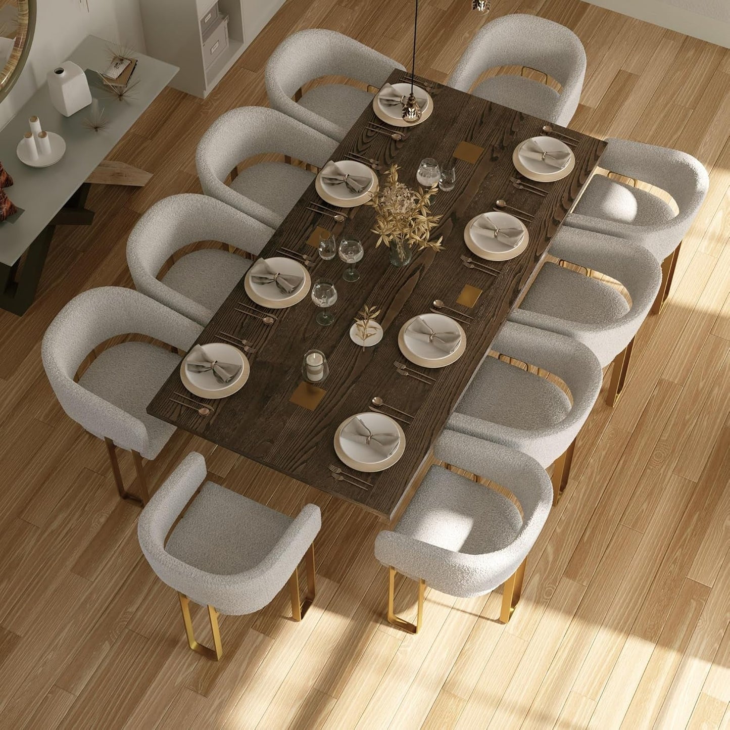 Ash Wood Modern Farmhouse Rectangular 94 Inch Dining Table