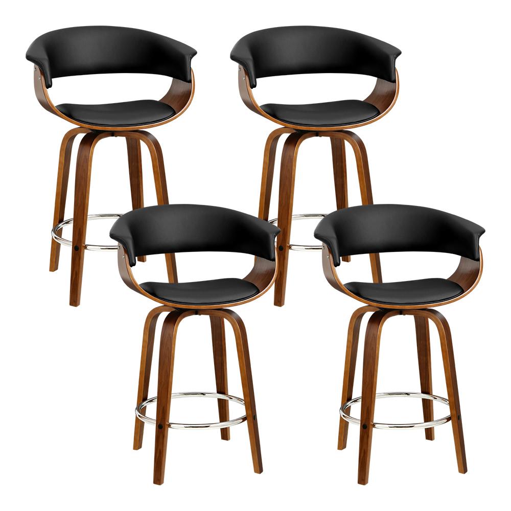 Wooden Framed Swivel Leather Bar Stool