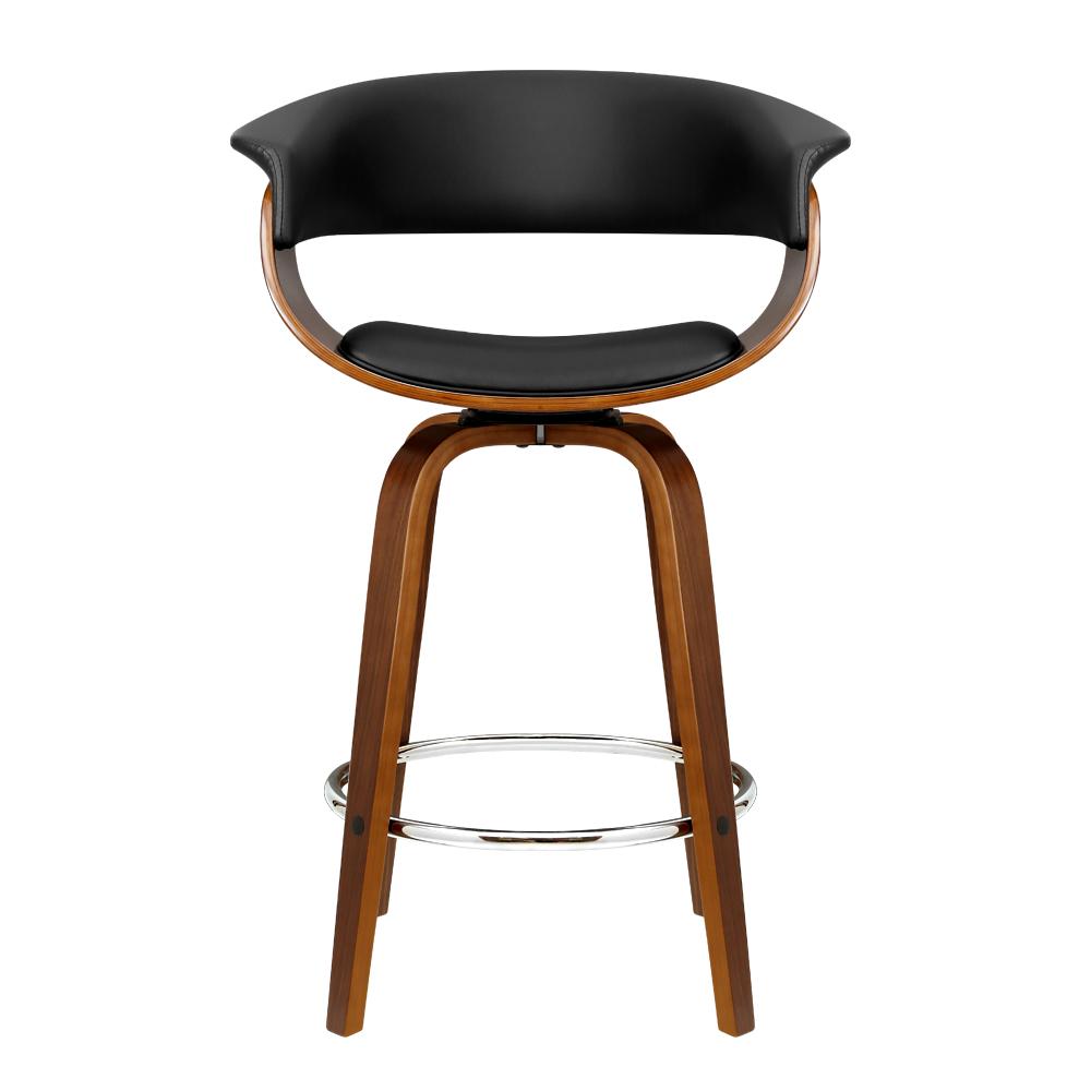 Wooden Framed Swivel Leather Bar Stool
