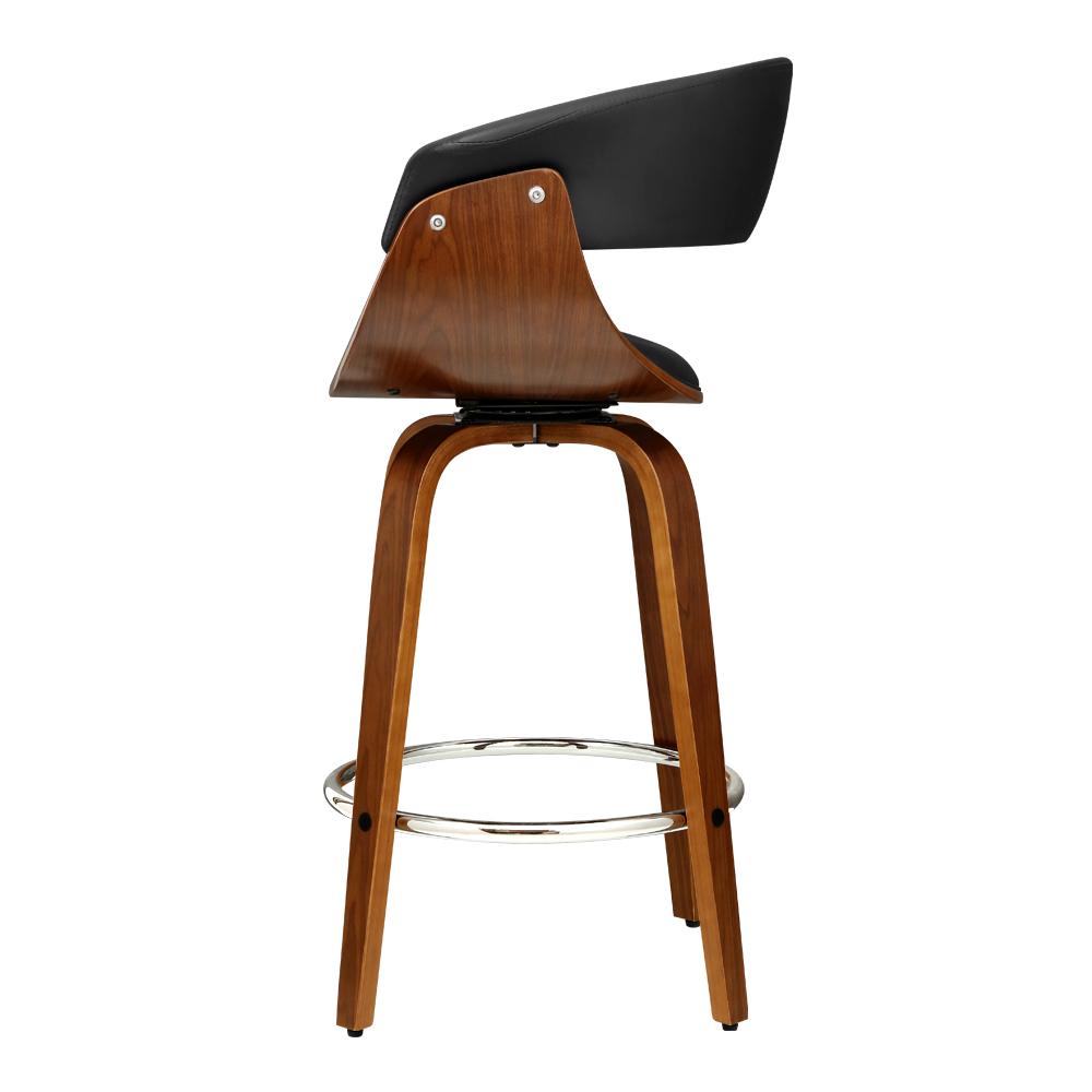 Wooden Framed Swivel Leather Bar Stool