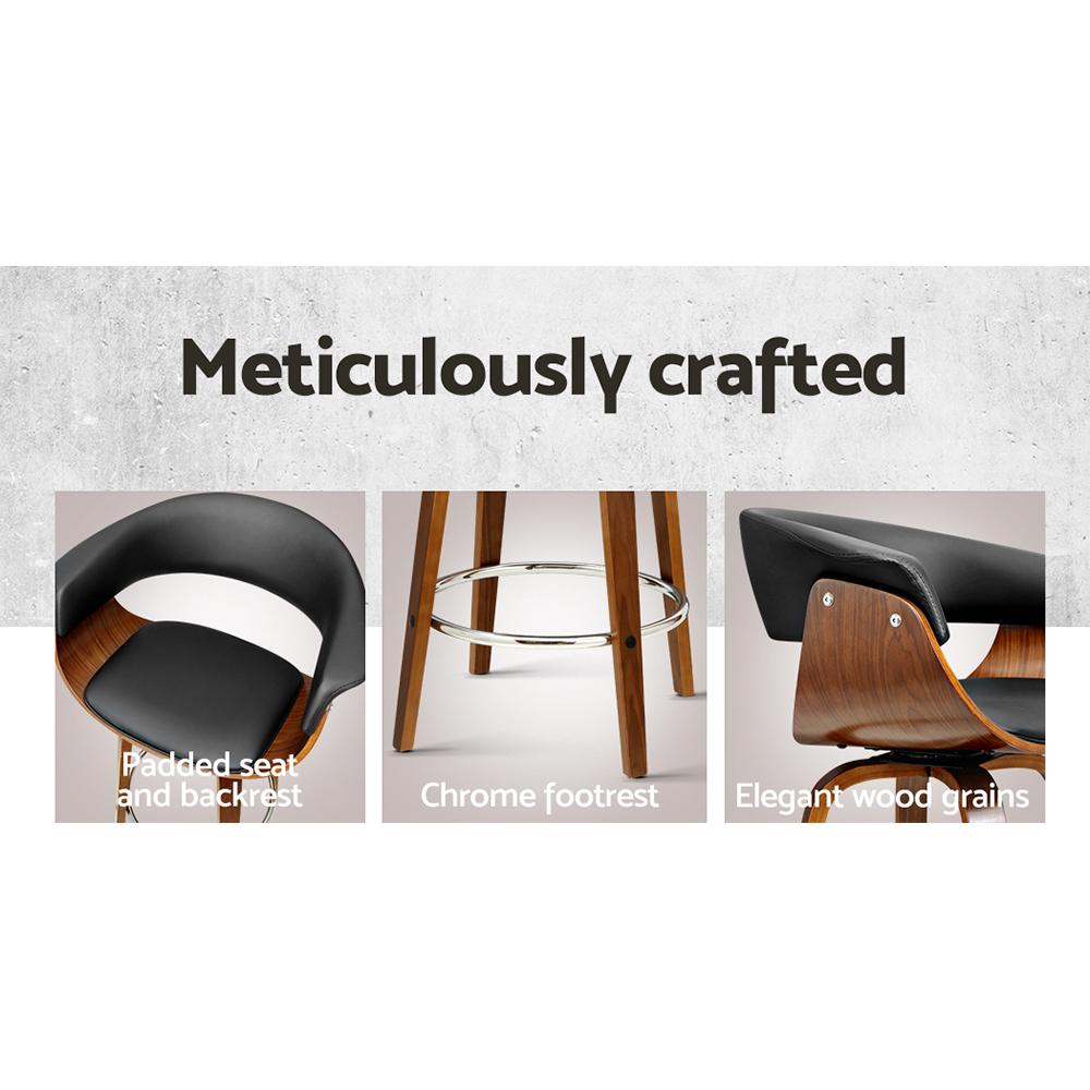 Wooden Framed Swivel Leather Bar Stool