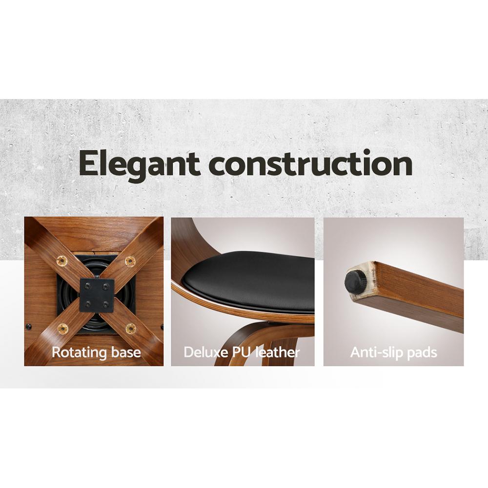 Wooden Framed Swivel Leather Bar Stool