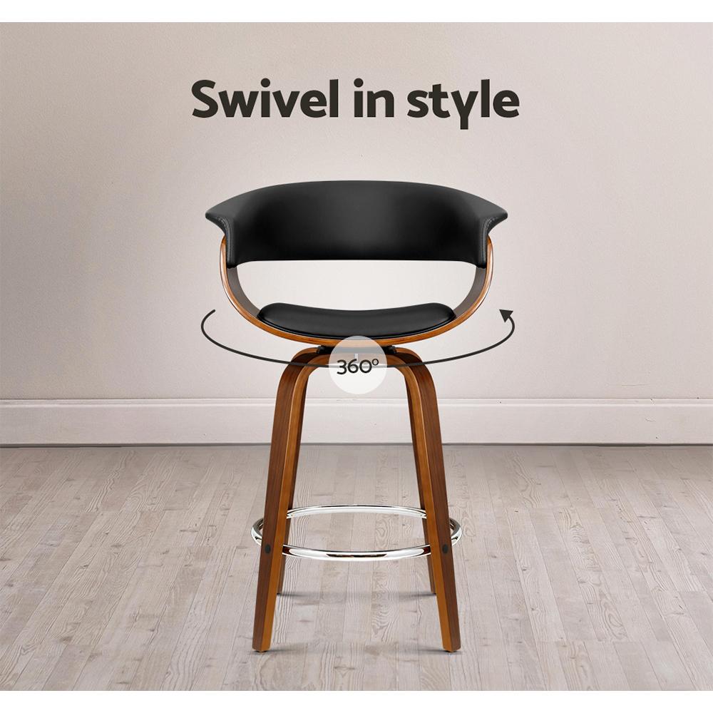 Wooden Framed Swivel Leather Bar Stool