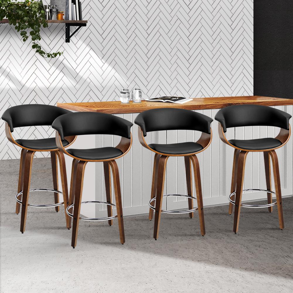 Wooden Framed Swivel Leather Bar Stool