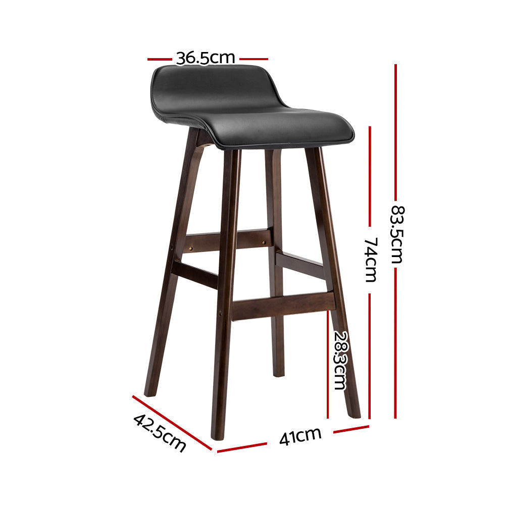 Wood Wave Style Bar Stool Set of 2