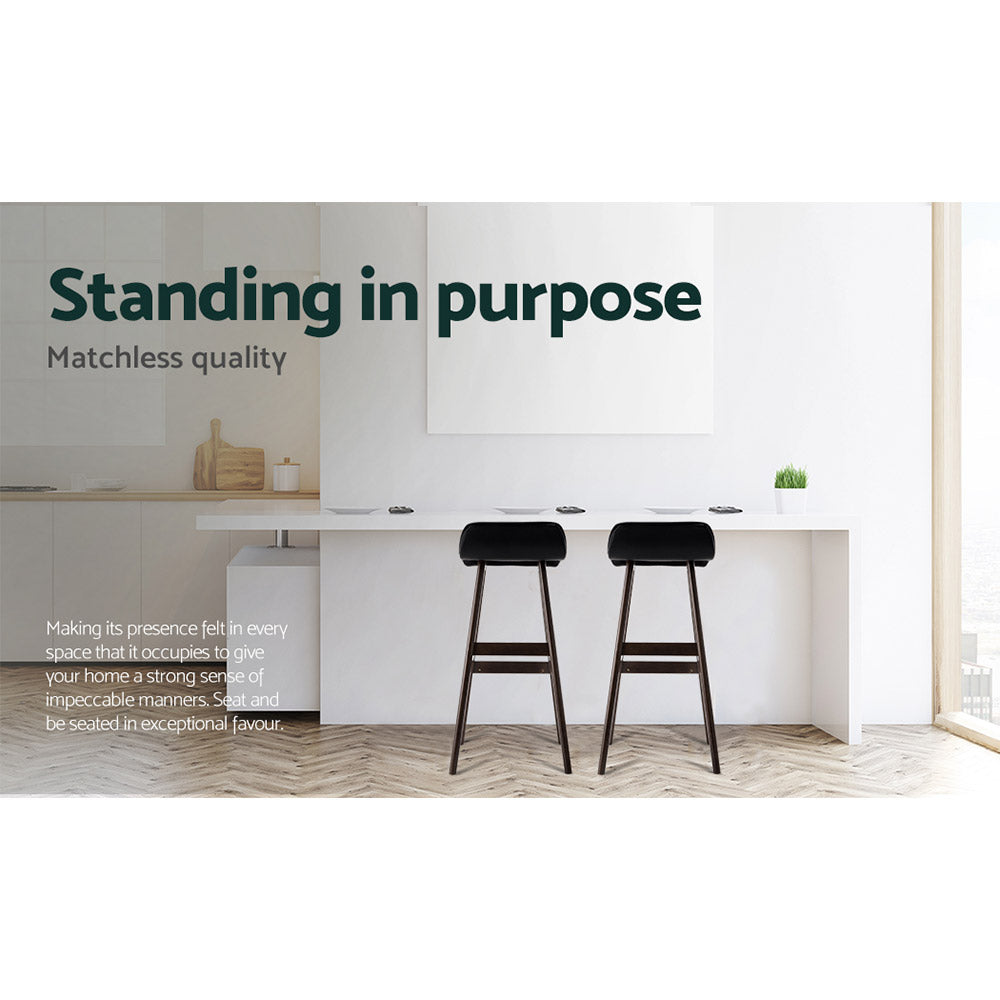 Wood Wave Style Bar Stool Set of 2
