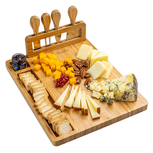 Bamboo Cheese Board and Knife Set - 14x11 inch