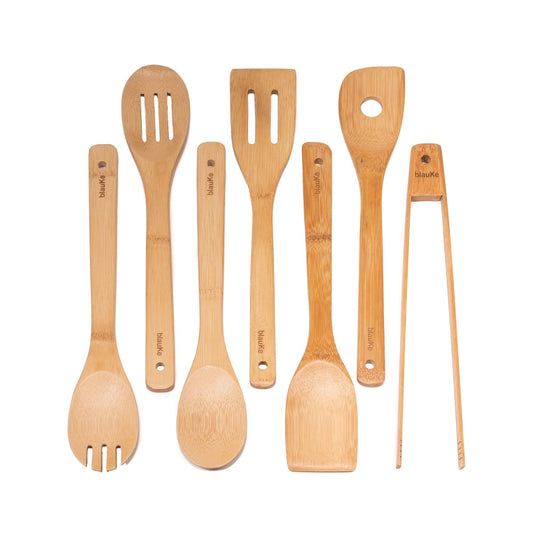 Bamboo Wood Spoons for Cooking 7-Pack - Bamboo Kitchen Utensils Set
