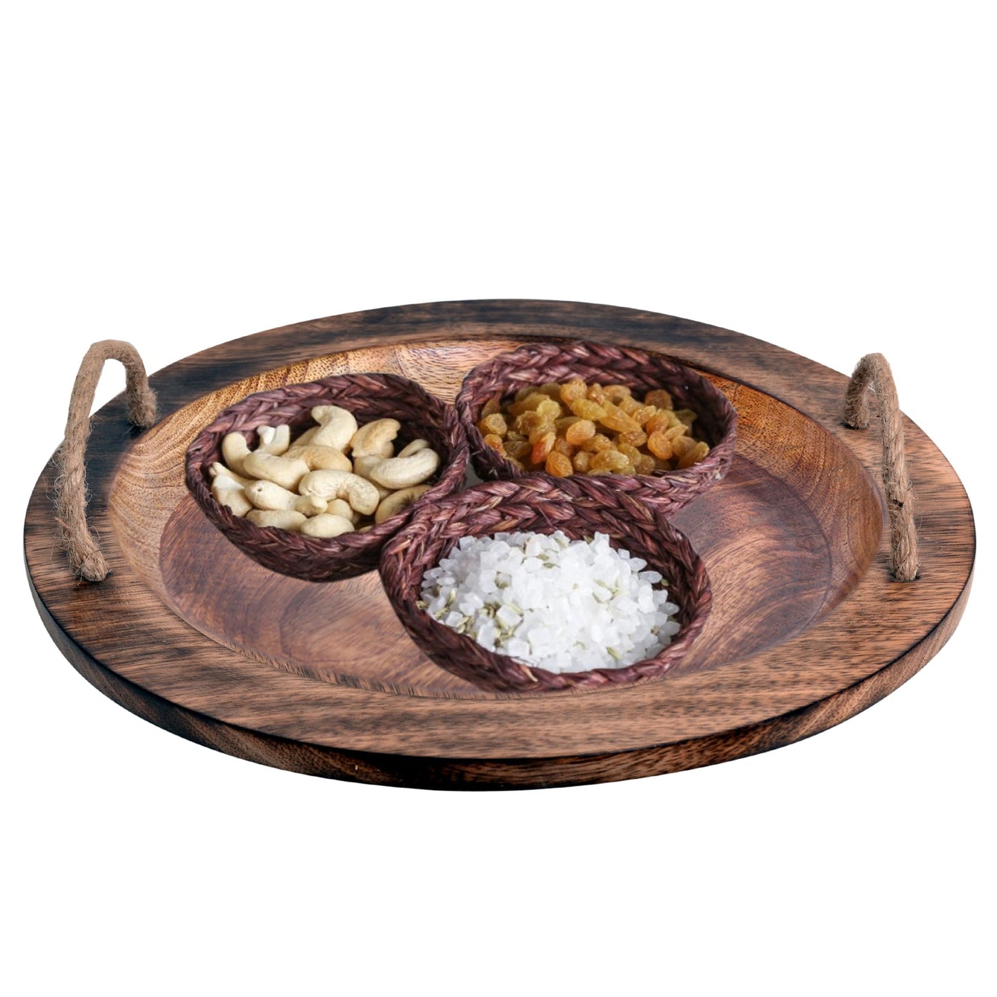 Mango Wood Tray with Jute Rope Handles