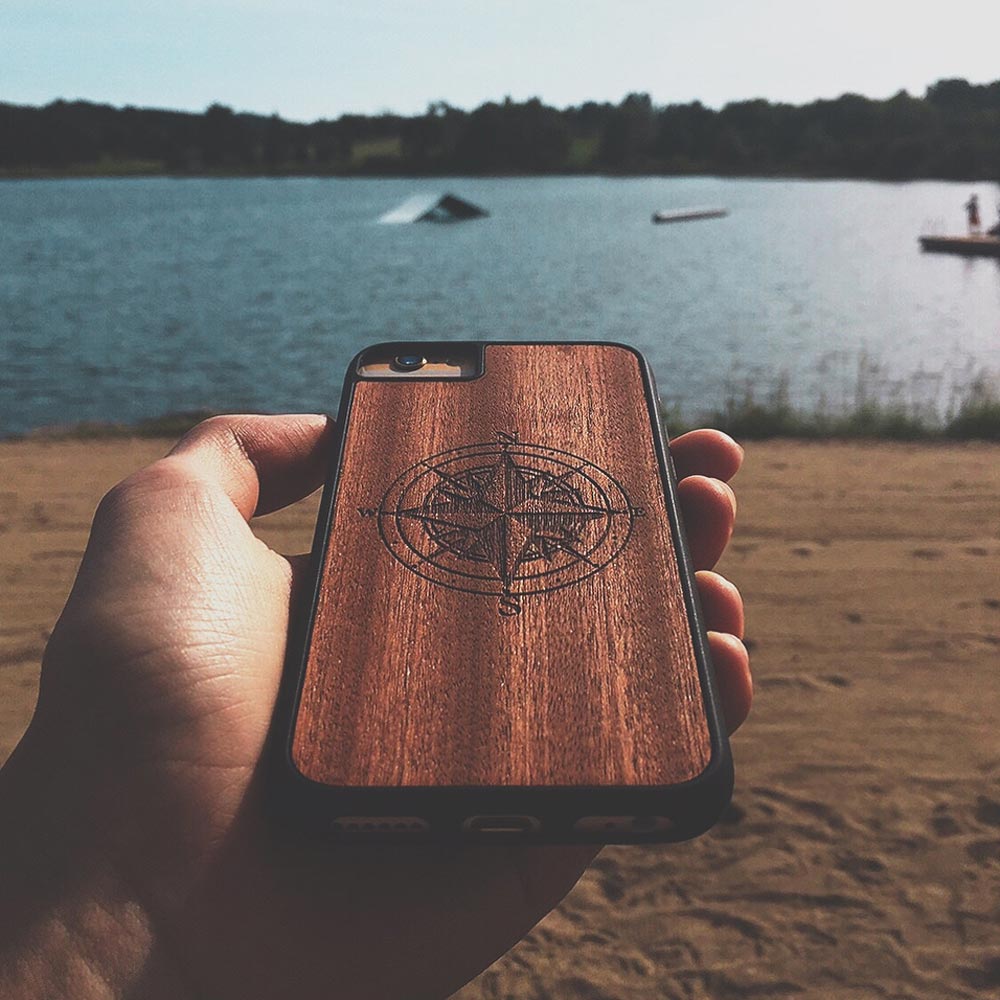 Mahogany Wood Compass Phone Case