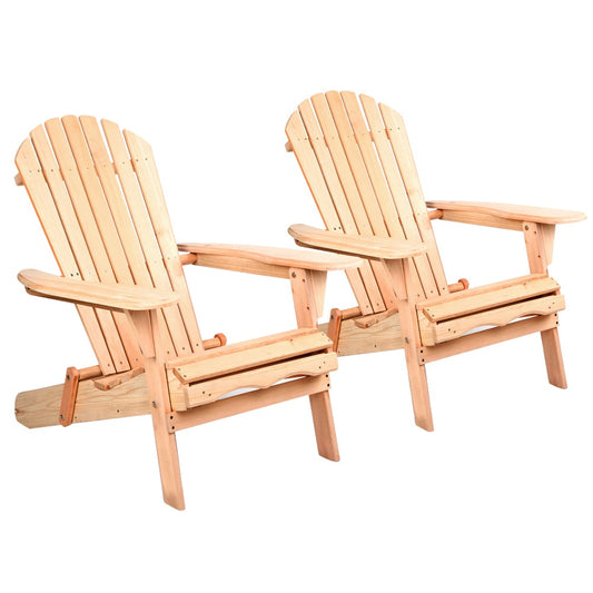 Fir Wood Outdoor Patio Chairs - Set of 2