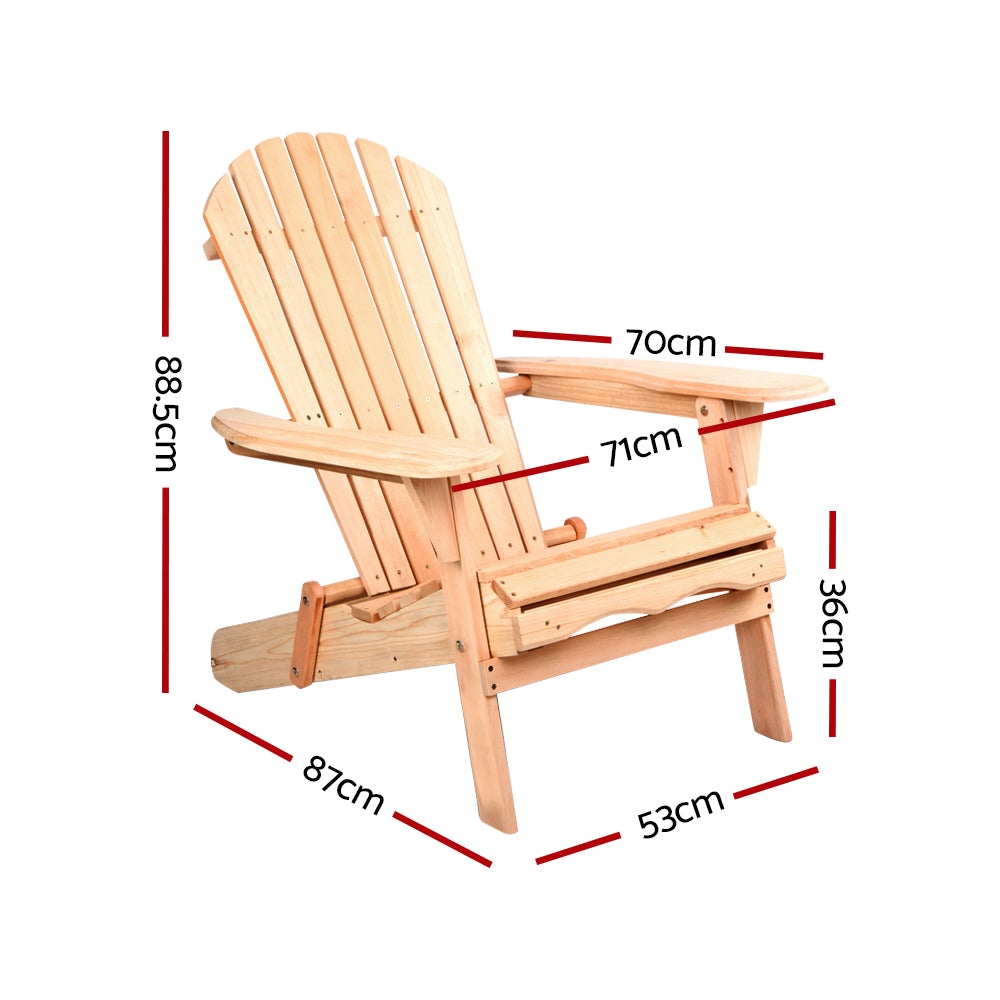 Fir Wood Outdoor Patio Chairs - Set of 2