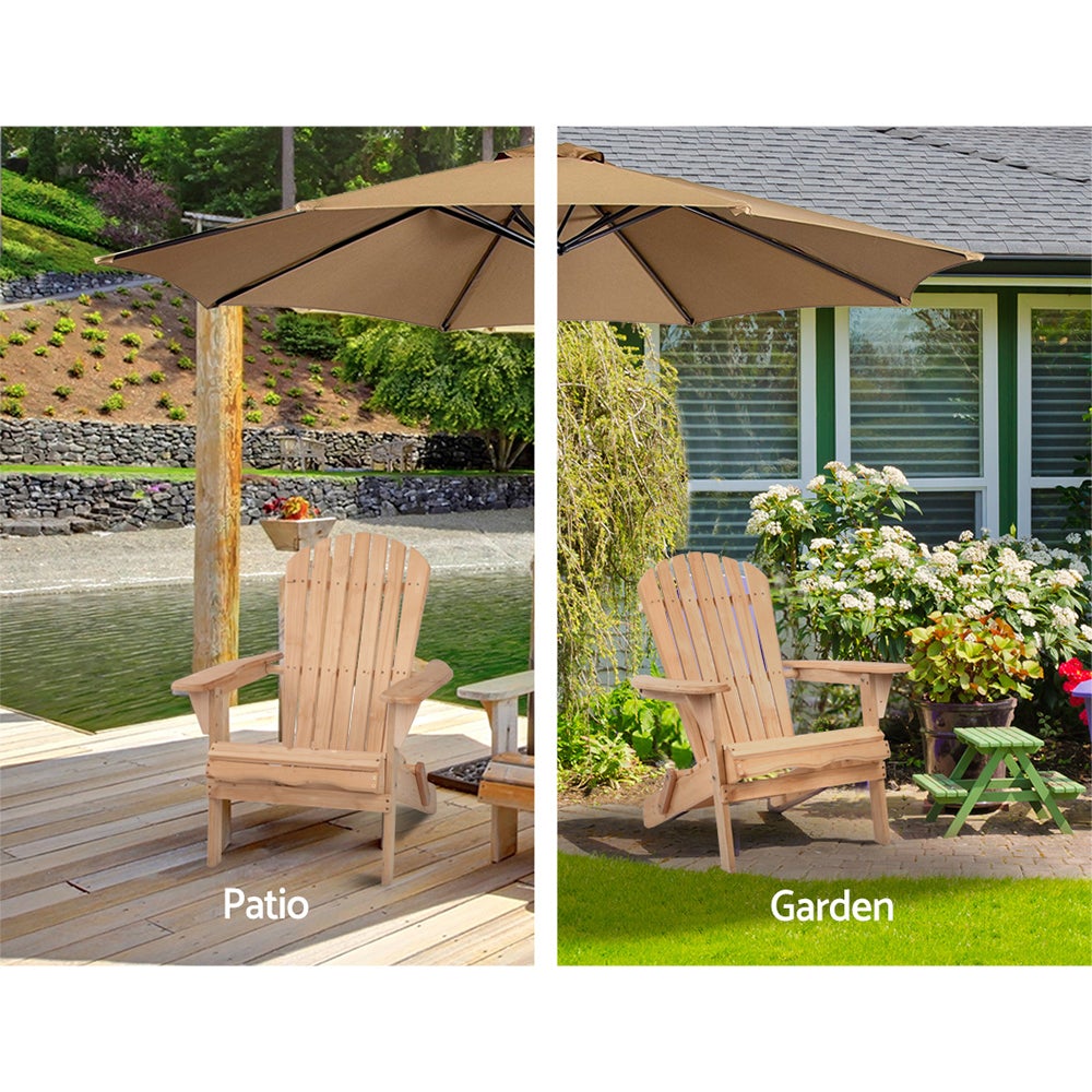 Fir Wood Outdoor Patio Chairs - Set of 2