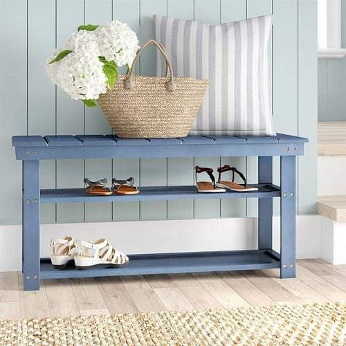 Wooden Shelf Shoe Rack Storage Bench
